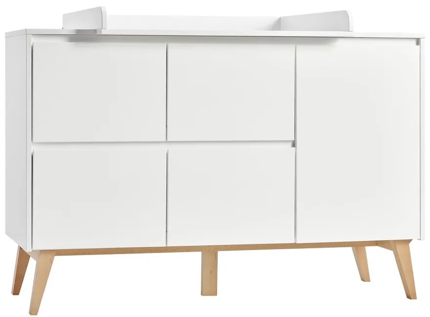 Biela detská komoda so zásuvkami Pinio Swing, 148 x 92 cm