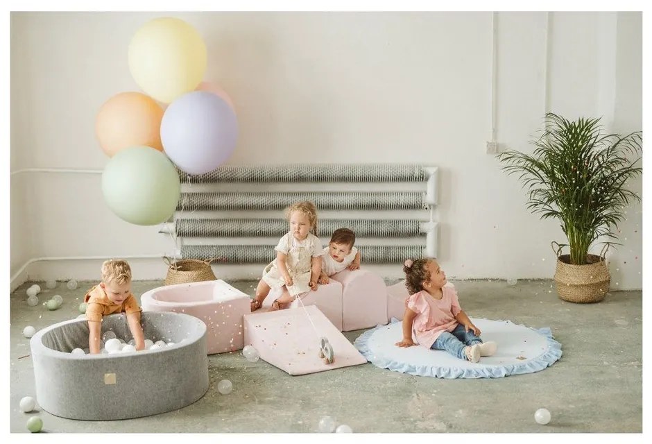 Sivé zamatové penové ihrisko 4 ks výška 30 cm 225x90 cm Montessori – Meowbaby