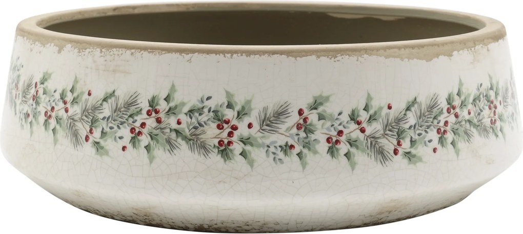 Béžová keramická misa s cezmínou Holly Christmas Antique – Ø 30*10 cm