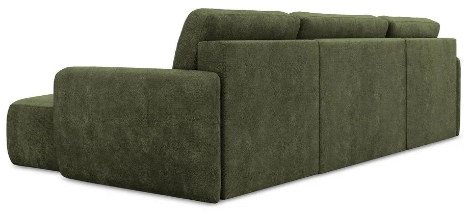 Zelená ženilková rozkladacia/s úložným priestorom rohová pohovka (do tvaru "U") Lilo – Makamii