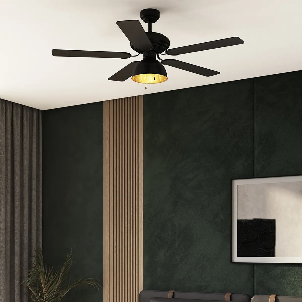 Stropný ventilátor čierny s béžovou farbou 130 cm s ťahacím káblom - Mistral Magna