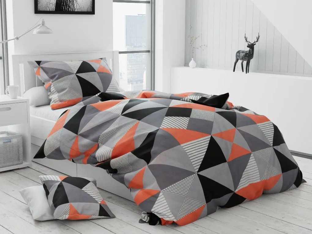 Geo oranžové bavlnené obliečky DeLuxe Rozmer obliečok: 140x200 cm, Obsah balenia: Set Balenie
