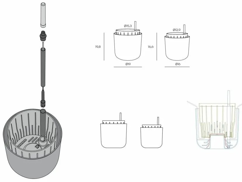 Plastia Samozavlažovací kvetináč Tolita Air šedá,pr. 16 cm, pr. 16 cm