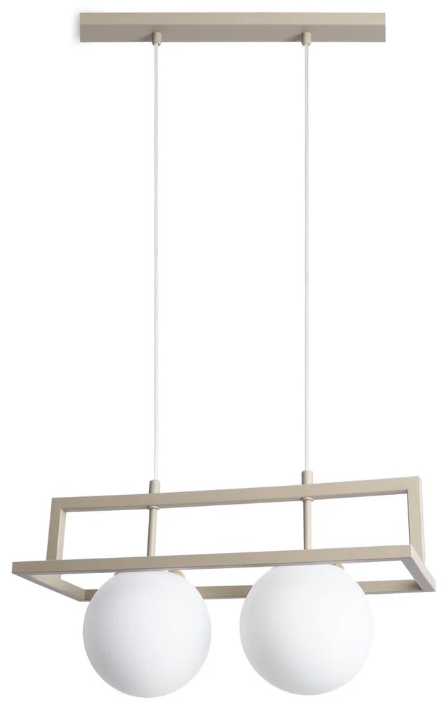 Závesné svietidlo Florence, 2x biele sklenené tienidlo, be/g