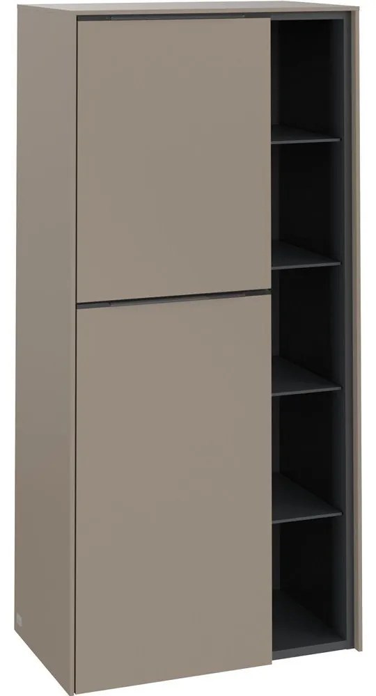 VILLEROY & BOCH Subway 3.0 závesná prostredná skrinka, 2 dvierka + 1 priehradka, pánty vľavo, 574 x 362 x 1200 mm, Taupe, C59802VM