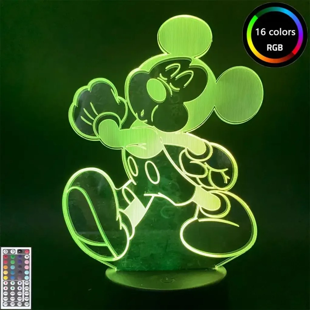 3Dmix 3DL-CRK028 – 3D LED nočná lampa - Mickey Mouse (Miki Maus) (Crack základňa)