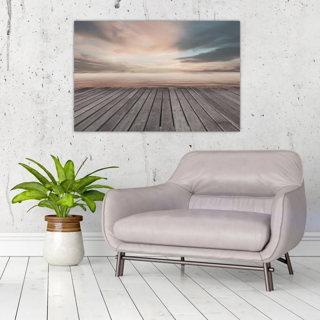 Obraz - Mólo pri západe slnka (90x60 cm)