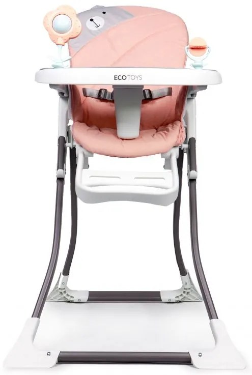 Ružová stolička na kŕmenie s medvedíkom