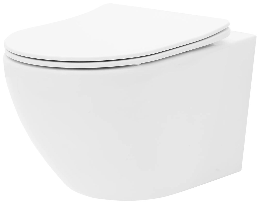 Závesné WC MAXMAX Rea Carlo mini RIMLESS + Duroplast sedátko flat - biele