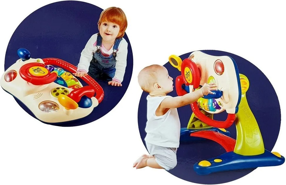 LEAN Toys Interaktívne detské chodítko Volant 3 v 1 Zvukové melódie Telefónne zvieratká pre bábätká