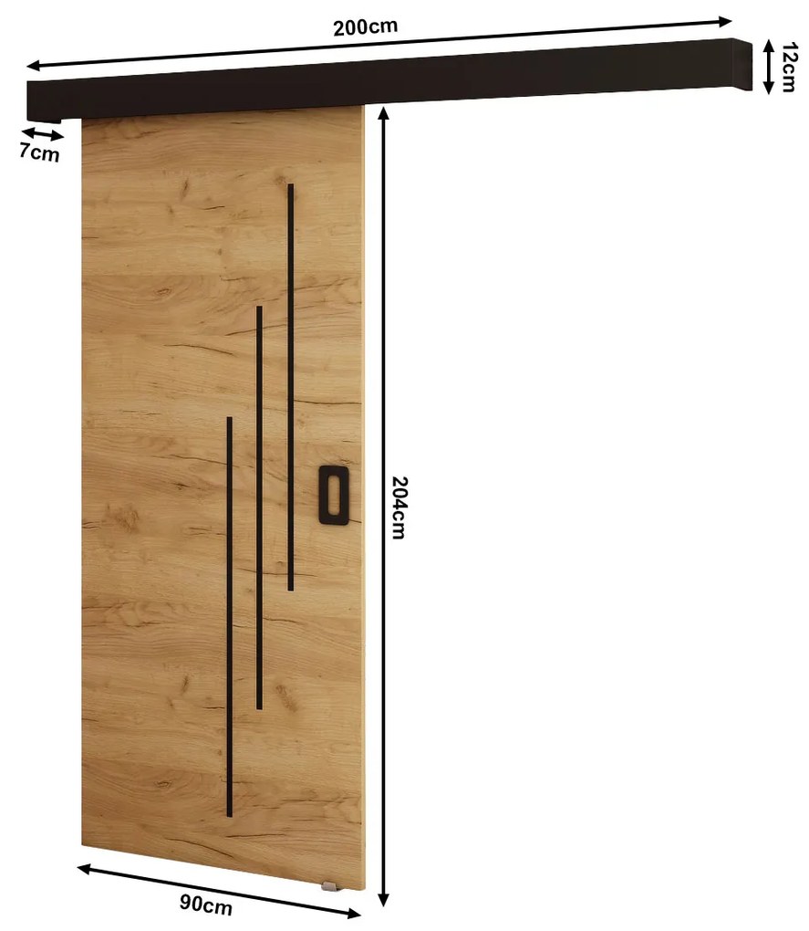 Posuvné dvere 90 cm Bethany VI (craft zlatý + čierna matná). Akcia -23%. Vlastná spoľahlivá doprava až k Vám domov. 1043498