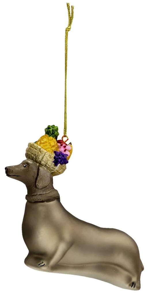 Vianočná ozdoba v tvare psa - Ø 11*4*10 cm