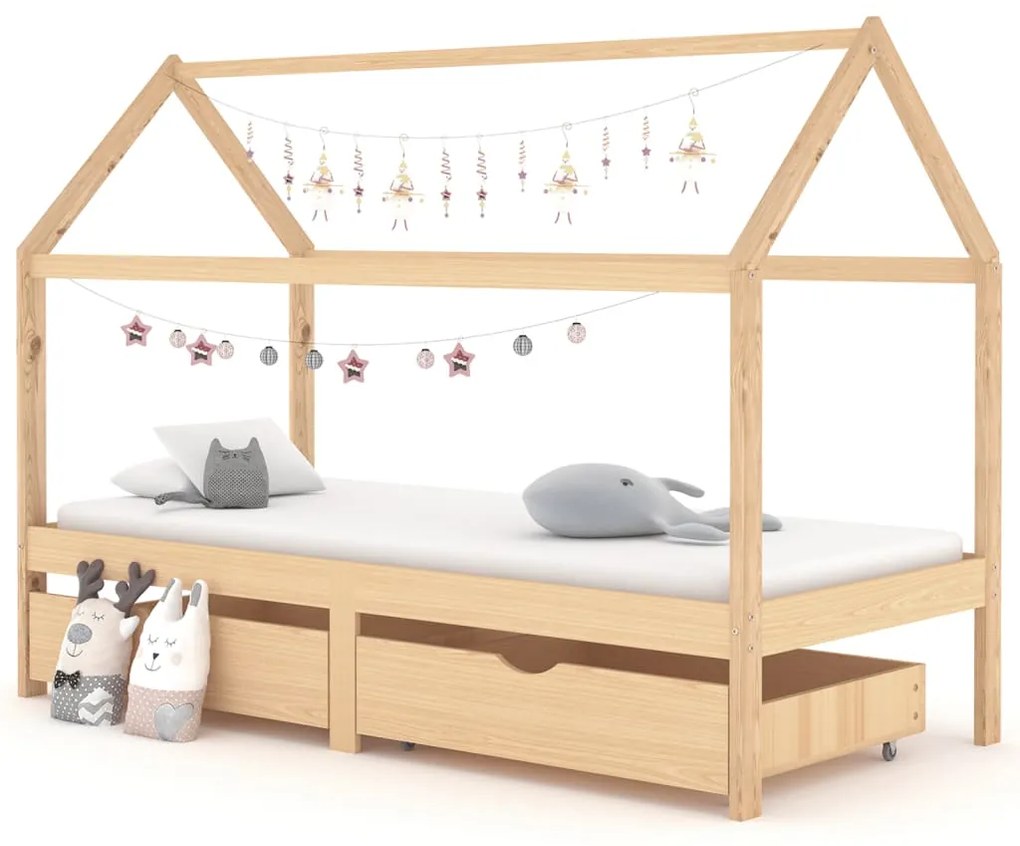 vidaXL Rám detskej postele so zásuvkami 90x200 cm borovicový masív