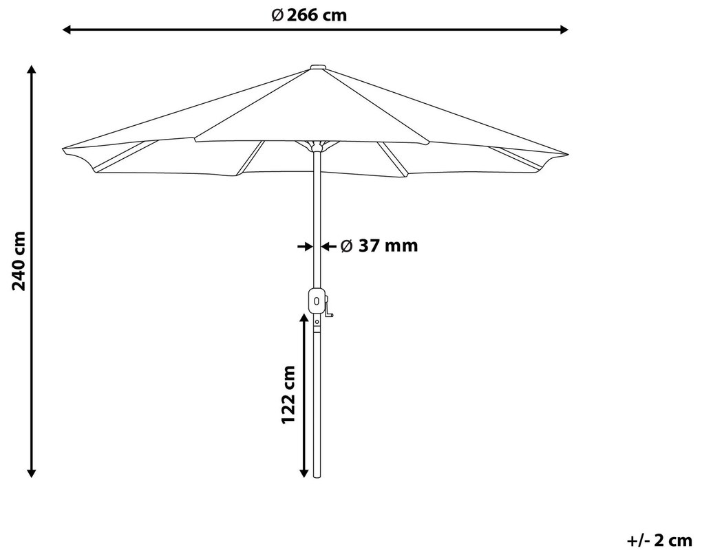 Záhradný slnečník s LED osvetlením ⌀ 266 cm béžový RAPALLO Beliani