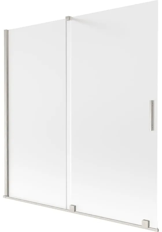 Mexen Velar, 2-krídlová posuvná vaňová zástena 160 x 150 cm, 8mm sklo námraza, brúsená oceľ, 896-160-000-31-97
