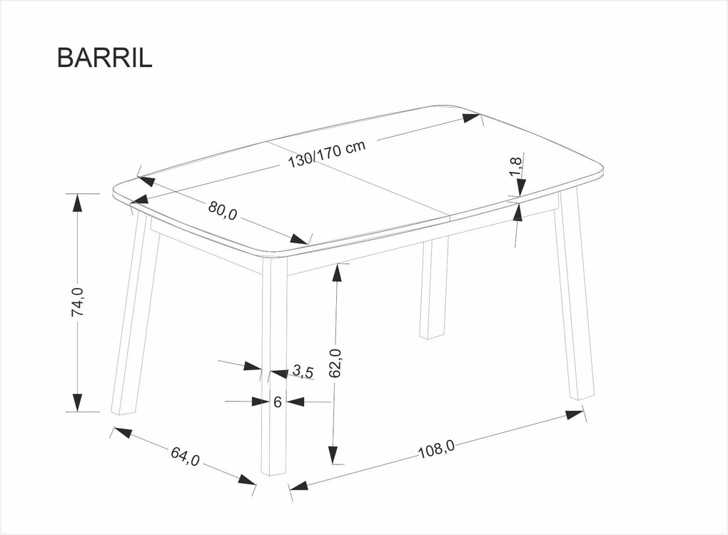 Rozkladací jedálenský stôl Barril 130/170 cm dub artisan/čierny