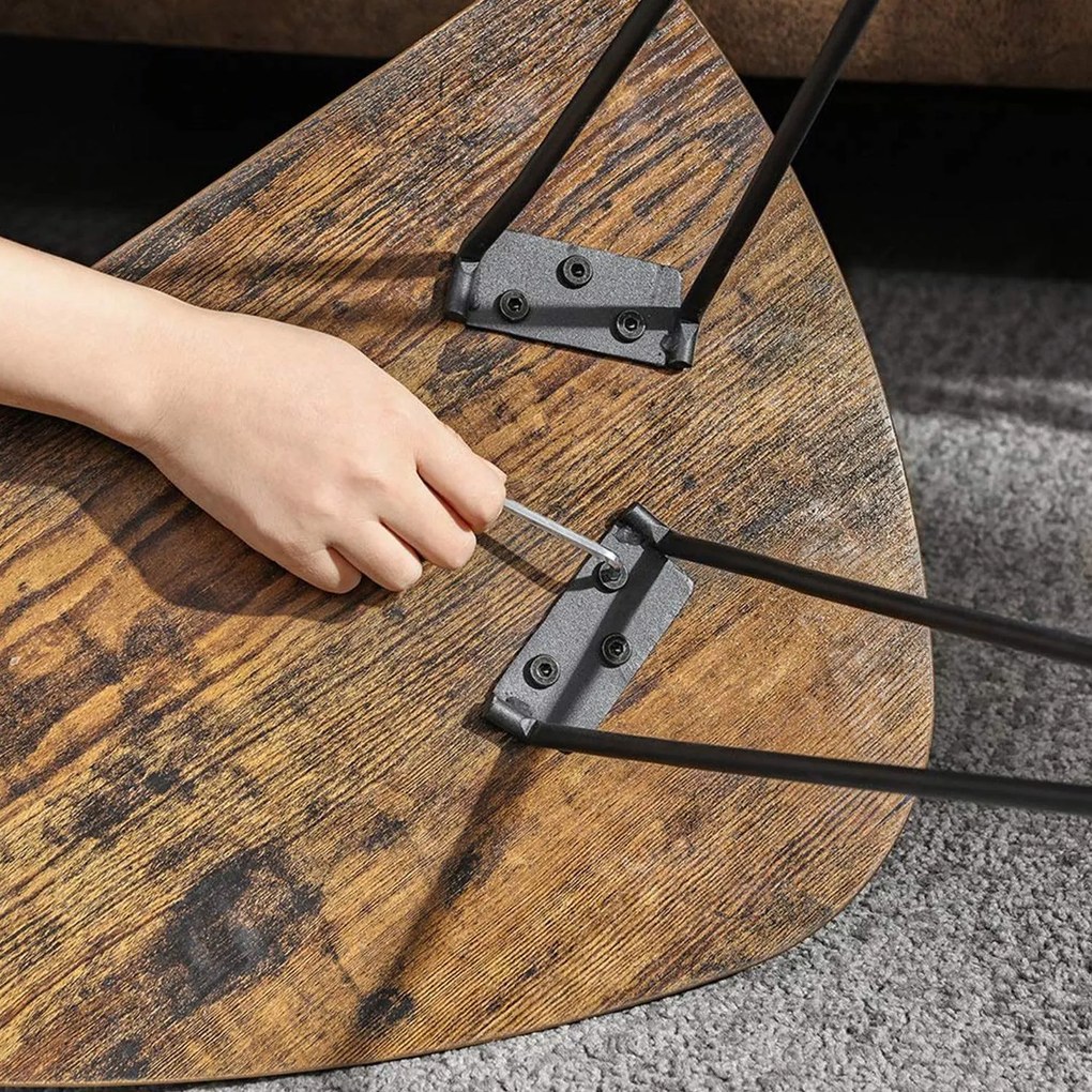 Príručné stolíky sada 2 ks, malé konferenčné stolíky, rustikálne hnedé