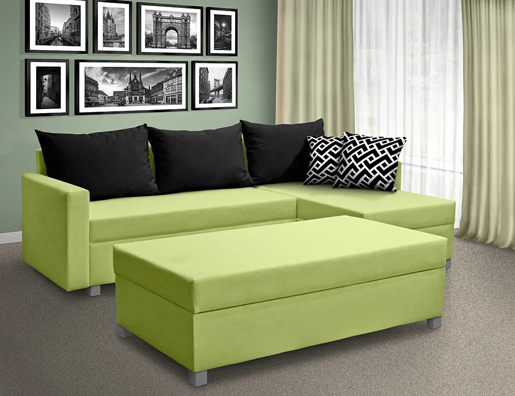 Nabytekmorava Rozkladacia sedacia súprava Essen Farba: zelená/čierná