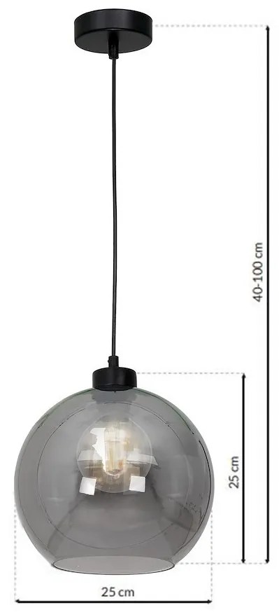 Závesné svietidlo Sofia, 1x grafitové sklenené tienidlo, b