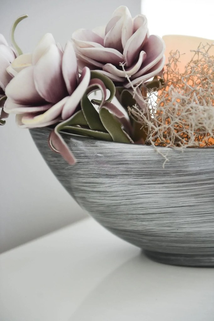 Strieborná miska MONDANA, sklolaminát, šírka 39 cm, strieborno-čierna