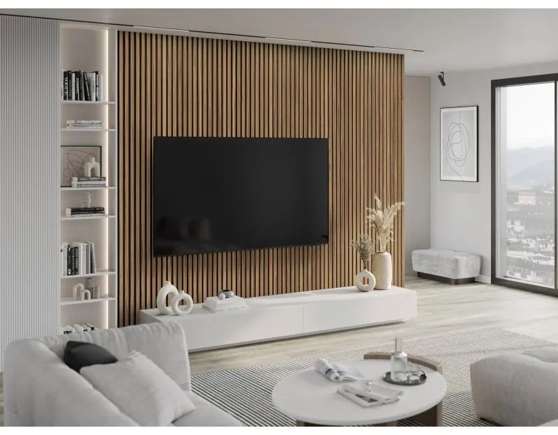 Mexen Lam-F, akustické stenové lamely 275 × 30 cm, plstený podklad 8 mm, technická dyha, orech svetlý, S105-275307-3015-017