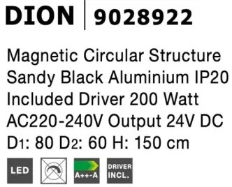 LED luster na lanku Dion 2 čierne