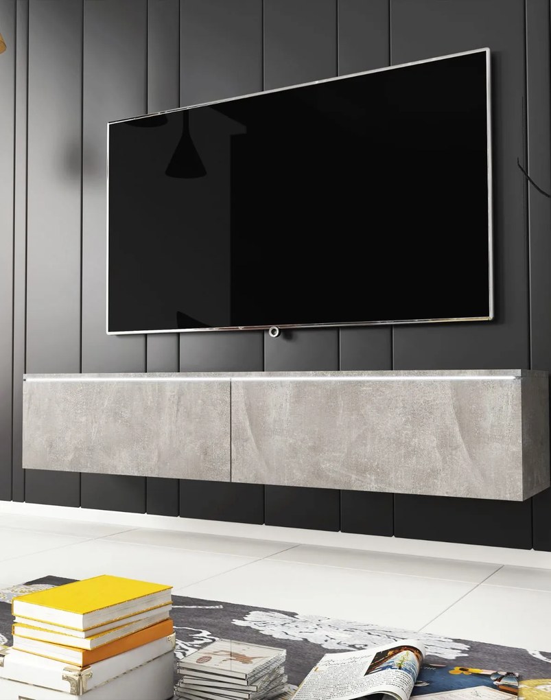 TV skrinka LED 140 cm závesná alebo stojaca betón Lowboard D