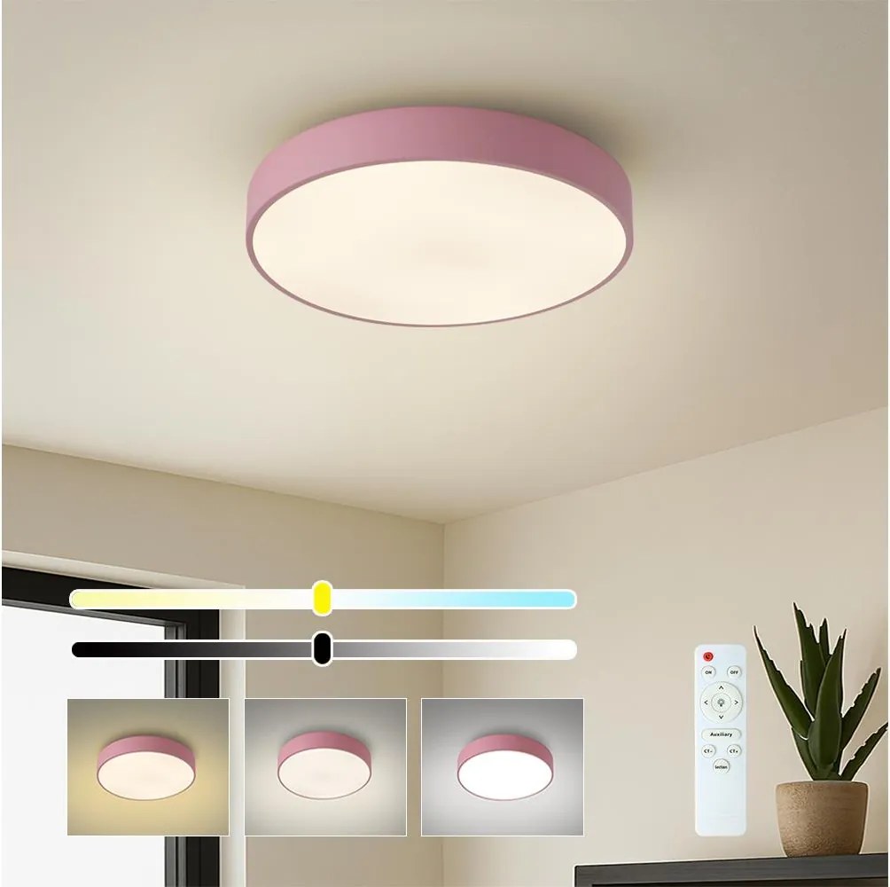 Brilagi - LED stmievateľné stropné svietidlo POOL LED/36W/230V 3000-6000K 30 cm ružové + diaľkové ovládanie