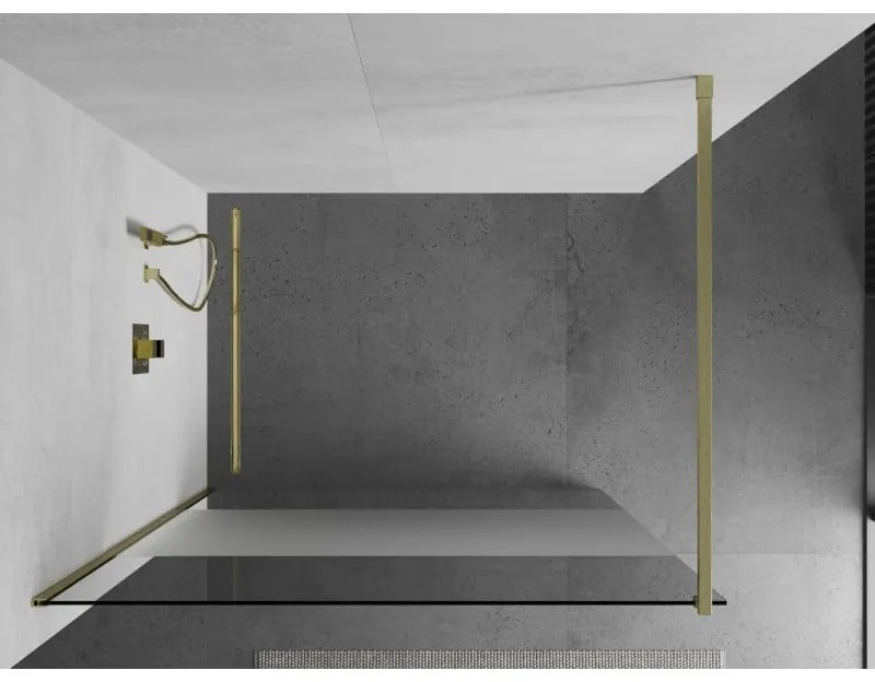 Mexen Kioto, sprchová zástena Walk-In 70 x 200 cm, 8mm číre sklo-námraza, zlatý matný profil, 800-070-101-55-35