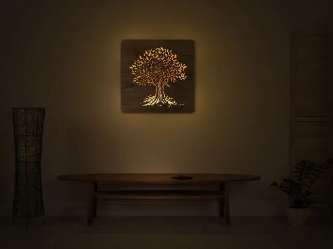 Svietiaci obraz na stenu Dub na batériu