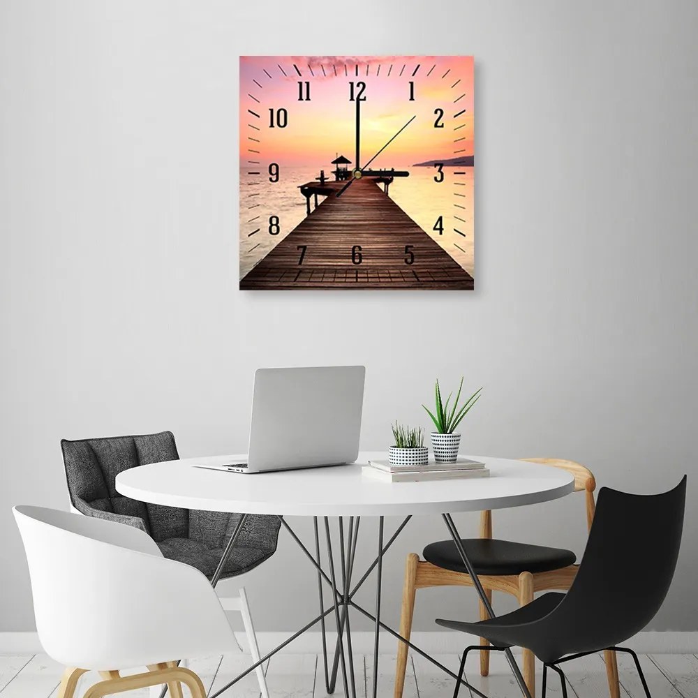Gario Hodiny na stenu Most a západ slnka Rozmery: 80 x 80 cm