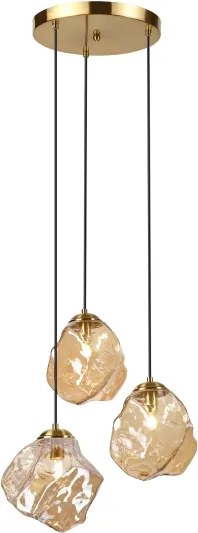 Závesný luster na lanku CRISTAL 3xE14/15W/230V mosadz/dymová béžová