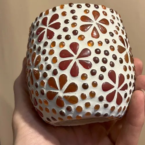 Mozaiková lampa LED - svietnik kameň Karneol KEG KVETY ZOE