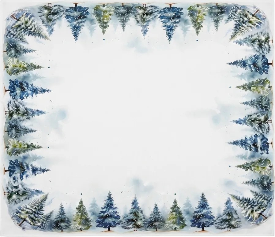 Vianočný obrus SNOWY FOREST 85x85 cm, biely