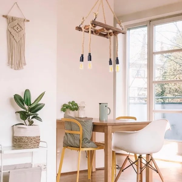 Luster na lanku EREBOS 4xE27/40W/230V hnedá