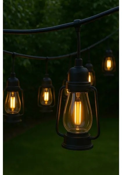 Vonkajšia dekoračná reťaz GIRLANDA 10xLED 10m IP44 teplá biela