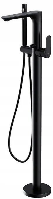 Cersanit Crea, voľnestojaca vaňová batéria so sprchovou sadou, čierna, S951-308