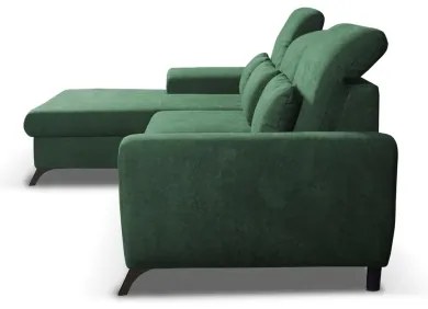 Rozkladacia rohová čalúnená sedacia súprava ALTA do tvaru L s úložným priestorom, ľavé prevedenie, zelená
