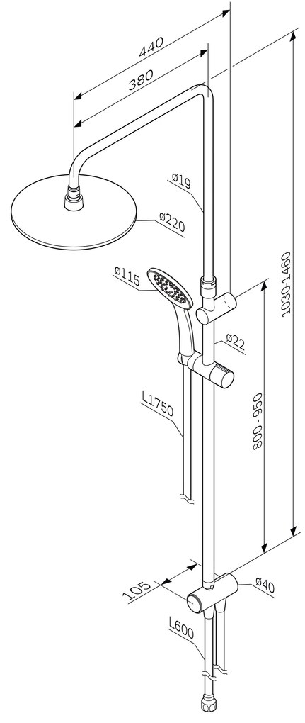 Sprchový systém AM.PM Hit F07TA000 chróm