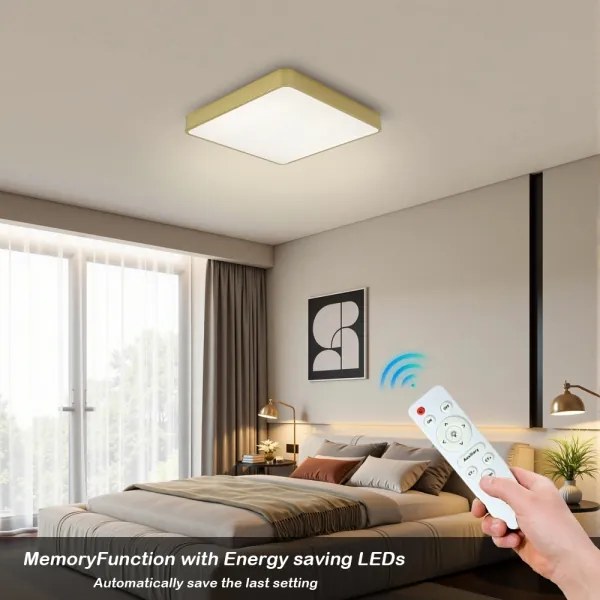 BRILAGI-LED stmievateľné stropné svietidlo POOL SQUARE LED/36W/230V 3000-6000K 40x40 cm zlaté + diaľkové ovládanie