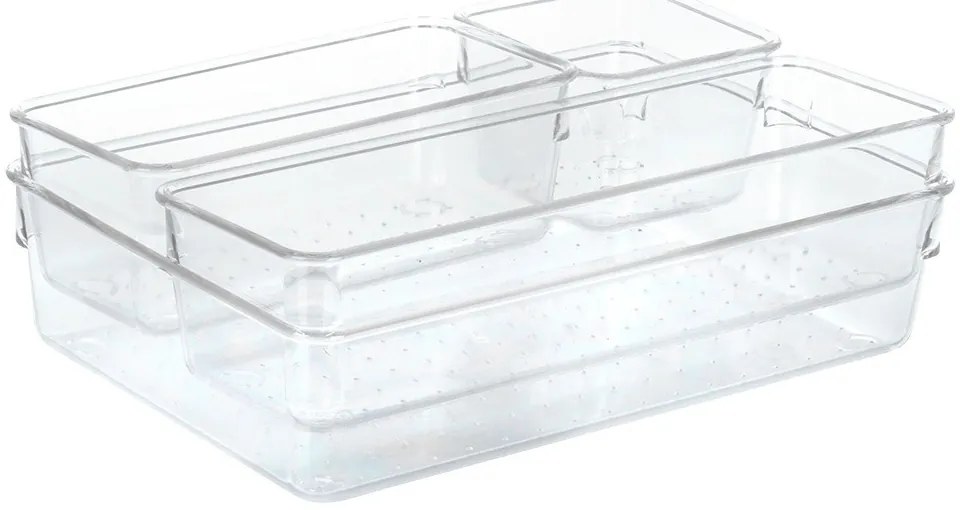 Sada 4 krabiček, organizér, vložka do zásuvky, transparent FLEXI