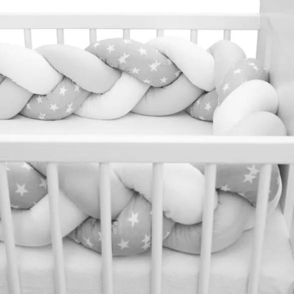 NEW BABY Ochranný mantinel do postieľky vrkoč New Baby Hviezdičky sivo-biely
