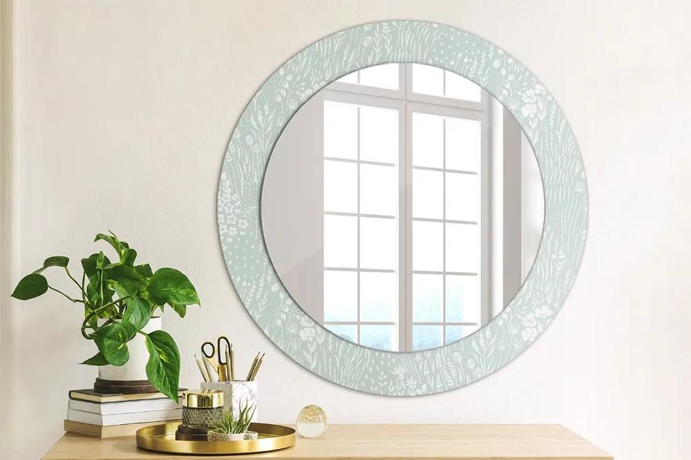 Okrúhle dekoračné zrkadlo s motívom Ručne -drawnové zloženie fi 60 cm