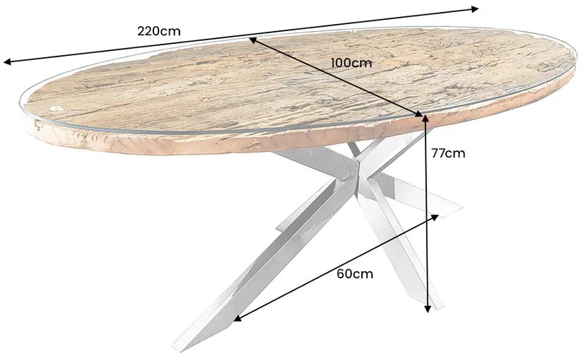 Jedálenský stôl BARRACUDA 220 cm oválny