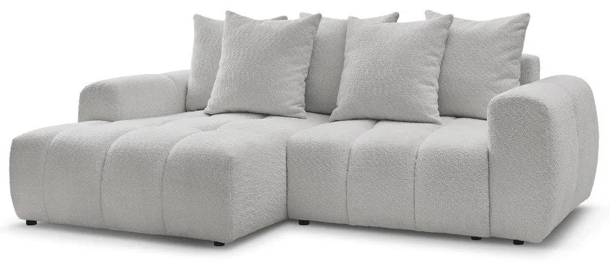 Svetlosivá rozkladacia/s úložným priestorom rohová pohovka z textílie buklé (ľavý roh/s leňoškou) Roxelane – Bobochic Paris