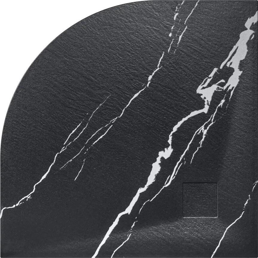 Besco Štvrťkruhová sprchová vanička z SMC kompozitu VEXO MARBLE BLACK HR 90x90 BESCO-Rozmery: 90x90