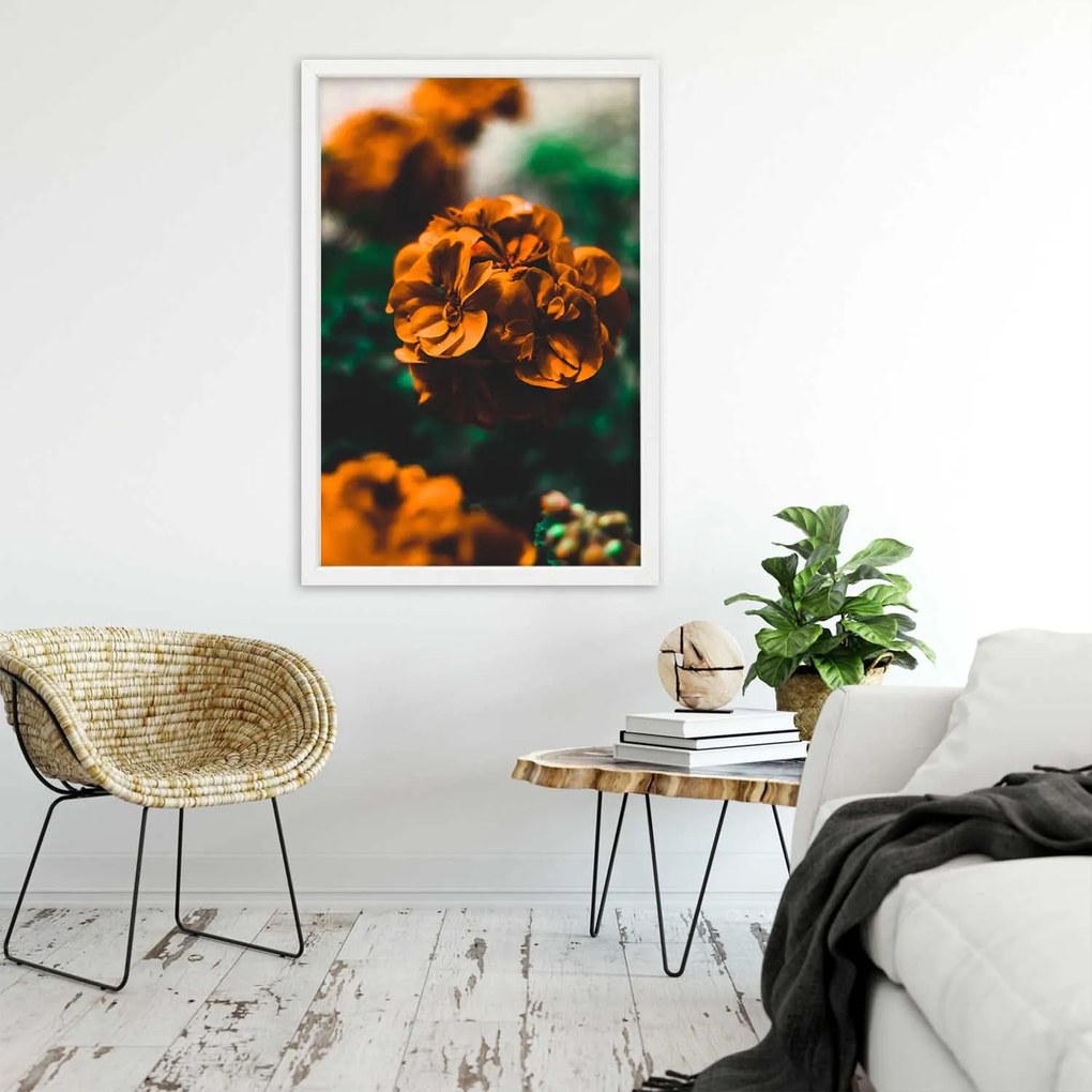 Gario Plagát Oranžové letné kvety Farba rámu: Čierna, Rozmery: 70 x 100 cm
