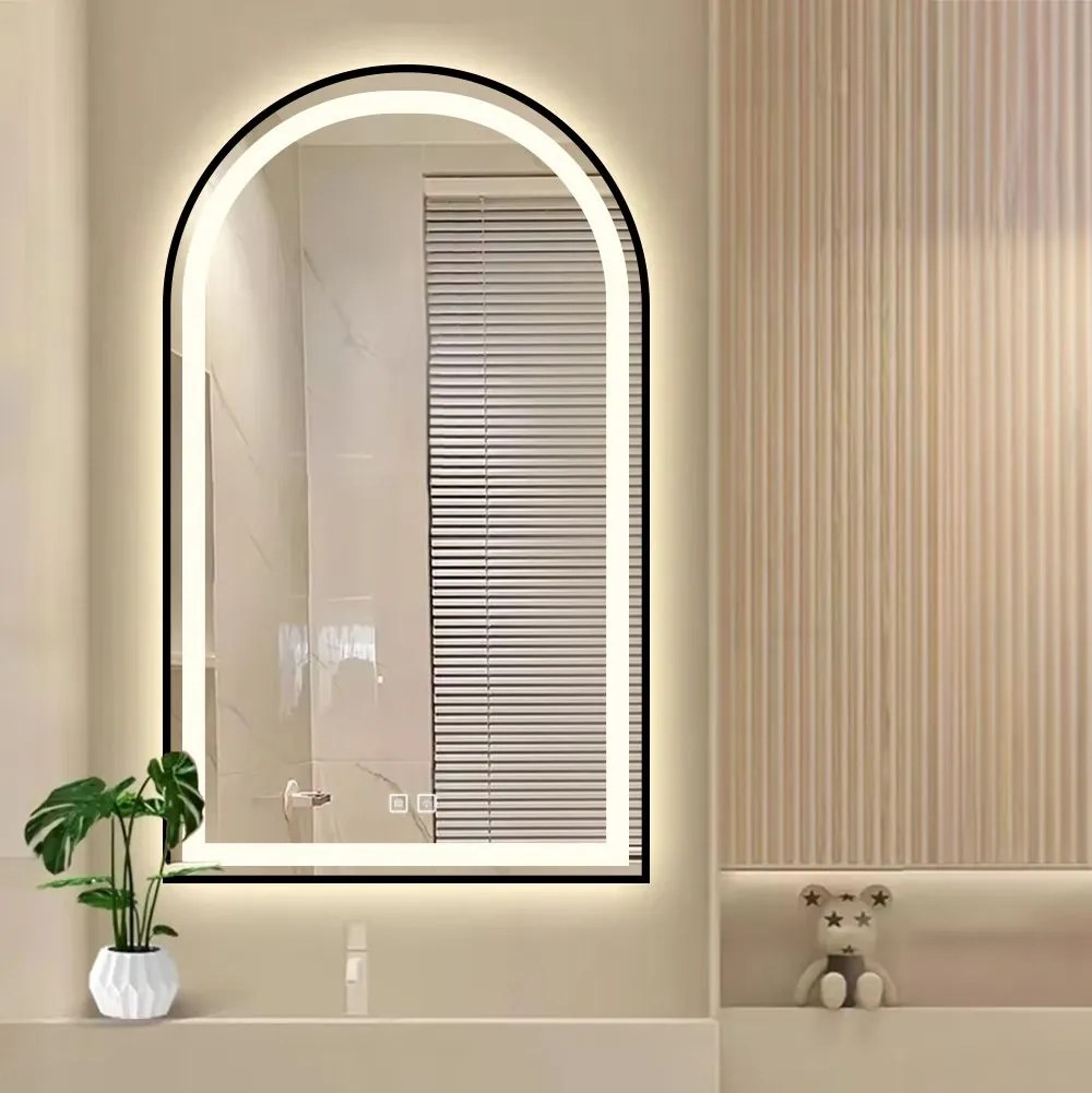 Tutumi Tutumi, LED zrkadlo 60x100cm s čiernym rámom, HOM-06504