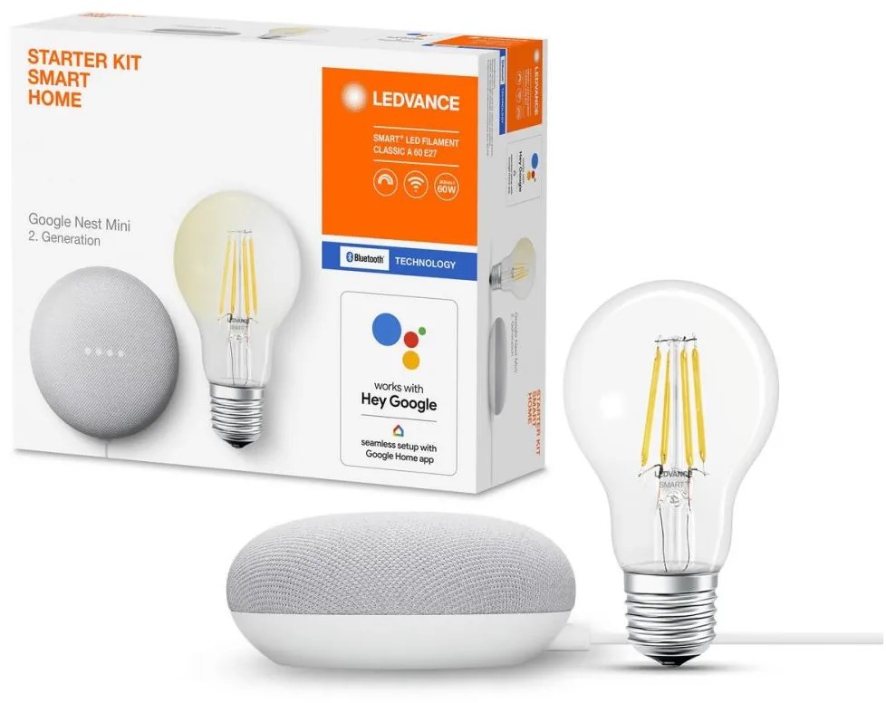 Ledvance Ledvance - Inteligentný reproduktor Google Nest Mini Wi-Fi + LED Žiarovka E27 P227160