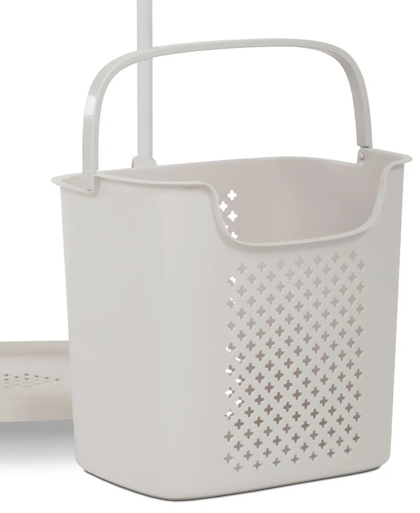 Stojan na oblečenie s košom GD-186 BGE, plast,biela